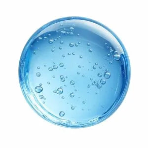 Clear blue gel with bubbles on a white background